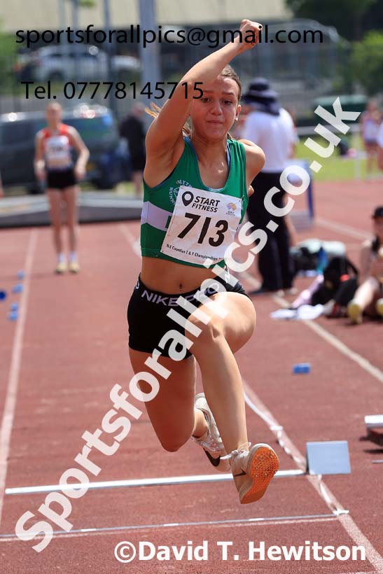 Womens Under-20s Triple Jump, 2024 North Eastern Track and Field Champs., Middlesbrough.  Photo: David T. Hewitson/Sports for All Pics